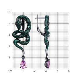 Серьги SOKOLOV - Серебро 925, Аметист, Фианит, Эмаль (арт. 92022584)