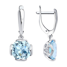 Серьги SOKOLOV - Серебро 925, Топаз, Фианит (арт. 92022044)