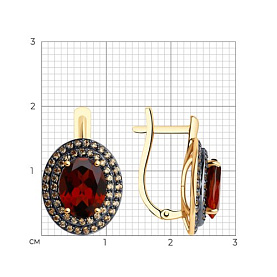 Серьги SOKOLOV - Золото 585, Гранат, Фианит (арт. 728005)