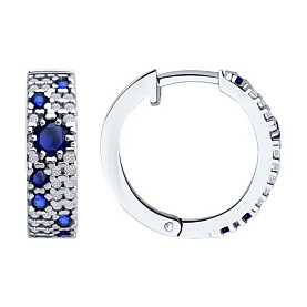 Серьги SOKOLOV - Серебро 925, Синтетический сапфир , Фианит (арт. 88020084)