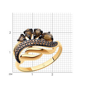 Кольцо SOKOLOV - Серебро 925, Раухтопаз, Фианит (арт. 92011420)