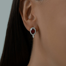 Серьги SOKOLOV - Серебро 925, Гранат, Фианит (арт. 92022750)