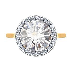 Кольцо SOKOLOV - Золото 375, Горный хрусталь, Фианит (арт. 37716933)