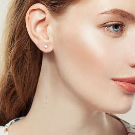 Серьги Аквамарин - Серебро 925, Фианит (арт. 48312А.5)