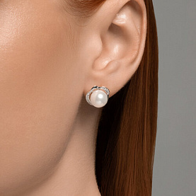 Серьги SOKOLOV - Серебро 925, Жемчуг культивированный, Фианит (арт. 92022900-91)