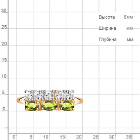 Кольцо Аквамарин - Серебро 925, Фианит, Хризолит (арт. 6535507А.6)