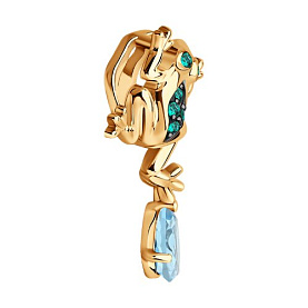 Подвеска SOKOLOV - Золото 585, Синтетический изумруд, Топаз, Фианит (арт. 732327)