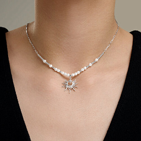 Колье SOKOLOV - Серебро 925, Жемчуг имитация (арт. 94071348)