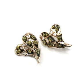 Серьги Янтарная волна - Серебро 925, Янтарь (арт. 821157з)