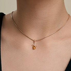 Подвеска SOKOLOV - Золото 585, Фианит, Цитрин (арт. 733066)