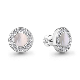 Серьги Аквамарин - Серебро 925, Перламутр, Фианит (арт. 400760А.5)