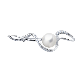 Брошь SOKOLOV - Серебро 925, Жемчуг культивированный, Фианит (арт. 94040021)