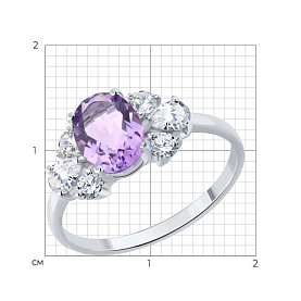 Кольцо SOKOLOV - Серебро 925, Аметист, Фианит (арт. 92014664)