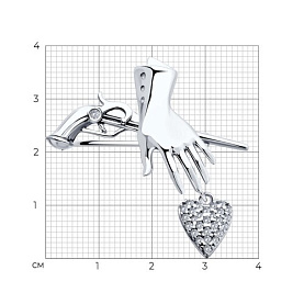 Брошь SOKOLOV - Серебро 925, Фианит (арт. 94040309)