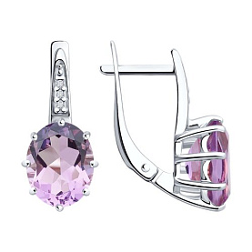 Серьги Diamant - Серебро 925, Аметист, Фианит (арт. 94-320-02054-3)