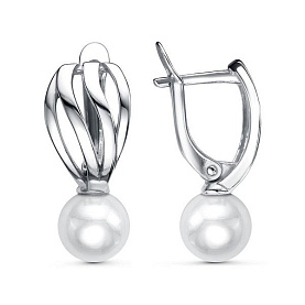 Серьги Красная пресня - Серебро 925, Жемчуг имитация (арт. 33614692Д)