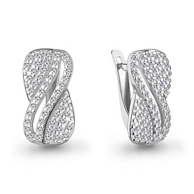 Серьги Аквамарин - Серебро 925, Фианит (арт. 400843А.5)