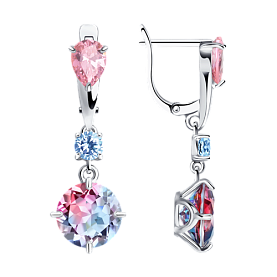 Серьги SOKOLOV - Серебро 925, Синтетический ситалл , Фианит (арт. 92021978)