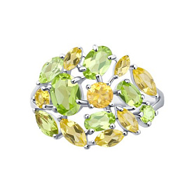 Кольцо SOKOLOV - Серебро 925, Хризолит, Цитрин (арт. 92011845)