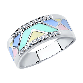 Кольцо SOKOLOV - Серебро 925, Фианит, Эмаль (арт. 94012173)