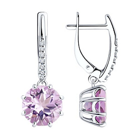 Серьги Diamant - Серебро 925, Аметист, Фианит (арт. 94-321-02040-2)