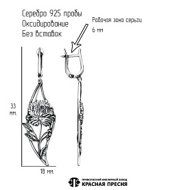 Серьги Красная пресня - Серебро 925 (арт. 33015636)