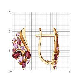 Серьги SOKOLOV - Золото 375, Аметист, Родолит (арт. 37724498)