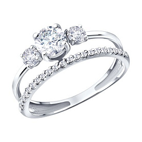 Кольцо SOKOLOV - Золото 585, Фианит (арт. 019886-3)