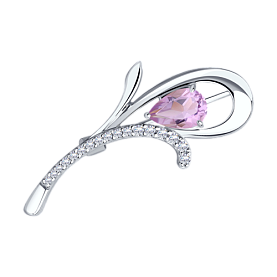 Брошь Diamant - Серебро 925, Аметист, Фианит (арт. 94-340-01049-2)