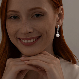 Серьги SOKOLOV - Серебро 925, Жемчуг имитация, Фианит (арт. 94025814)