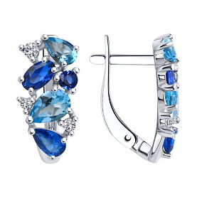Серьги SOKOLOV - Серебро 925, Топаз, Фианит (арт. 92022720)