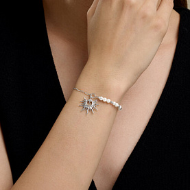 Браслет SOKOLOV - Серебро 925, Жемчуг синтетический, Фианит (арт. 94051589)