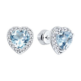 Серьги SOKOLOV - Серебро 925, Топаз, Фианит (арт. 92022956)