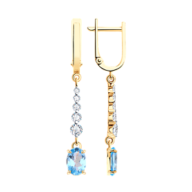 Серьги SOKOLOV - Золото 585, Топаз, Фианит (арт. 727373)