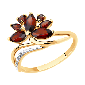 Кольцо Diamant - Золото 585, Гранат, Фианит (арт. 51-310-00806-1)