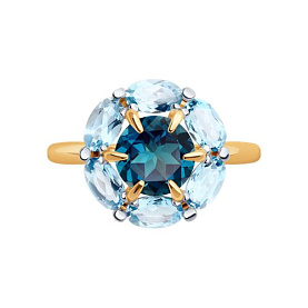 Кольцо Diamant - Золото 585, Топаз, Топаз лондон (арт. 51-310-02100-5)