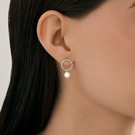 Серьги Diamant - Серебро 925, Жемчуг имитация (арт. 94-122-02350-1)