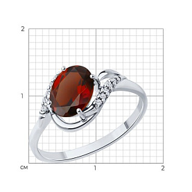 Кольцо Diamant - Серебро 925, Гранат, Фианит (арт. 94-310-00185-2)