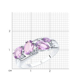 Кольцо SOKOLOV - Серебро 925, Аметист, Фианит (арт. 92011851)