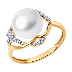 Кольцо SOKOLOV - Серебро 925, Жемчуг культивированный, Фианит (арт. 92014205)