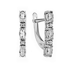 Серьги Золотые узоры - Серебро 925, Фианит (арт. 90-02-5814-01)