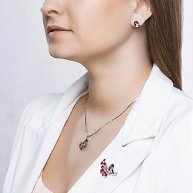 Брошь SOKOLOV - Серебро 925, Синтетический рубин, Фианит (арт. 94040139)