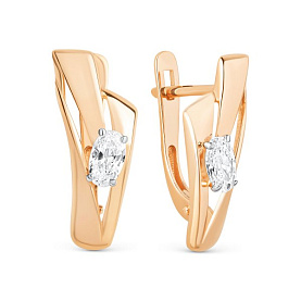 Серьги ЮФ Династия - Золото 585, Фианит (арт. 023112-1102)