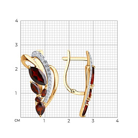 Серьги SOKOLOV - Золото 585, Гранат, Фианит (арт. 724682)