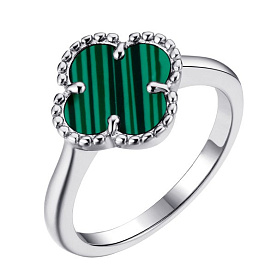 Кольцо FRESH - Серебро 925, Синтетический малахит (арт. TC-R01968-X-W-Mal-X-X)