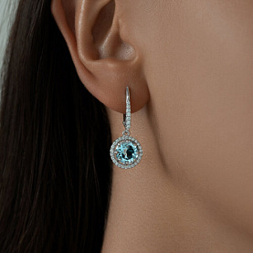 Серьги Diamant - Серебро 925, Топаз, Фианит (арт. 94-321-02052-1)