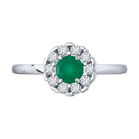 Кольцо SOKOLOV - Серебро 925, Агат, Фианит (арт. 92014644)