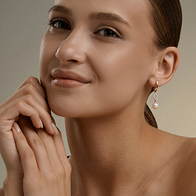 Серьги SOKOLOV - Золото 585, Жемчуг культивированный, Фианит (арт. 792473)