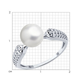 Кольцо SOKOLOV - Серебро 925, Жемчуг синтетический, Фианит (арт. 94014413)