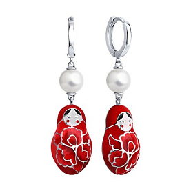 Серьги SOKOLOV - Серебро 925, Жемчуг имитация, Эмаль (арт. 94027378)